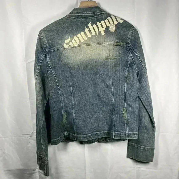 South Pole Denim Jacket Juniors XXL Blue Bleached Y2K NEW - Picture 5 of 8